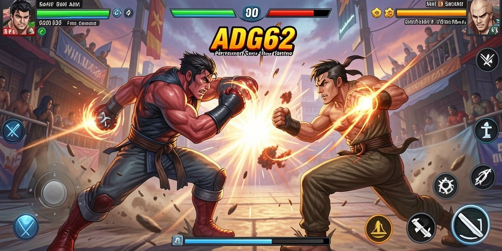 Tampilan pertarungan epik di ADG62 dengan karakter yang kuat.