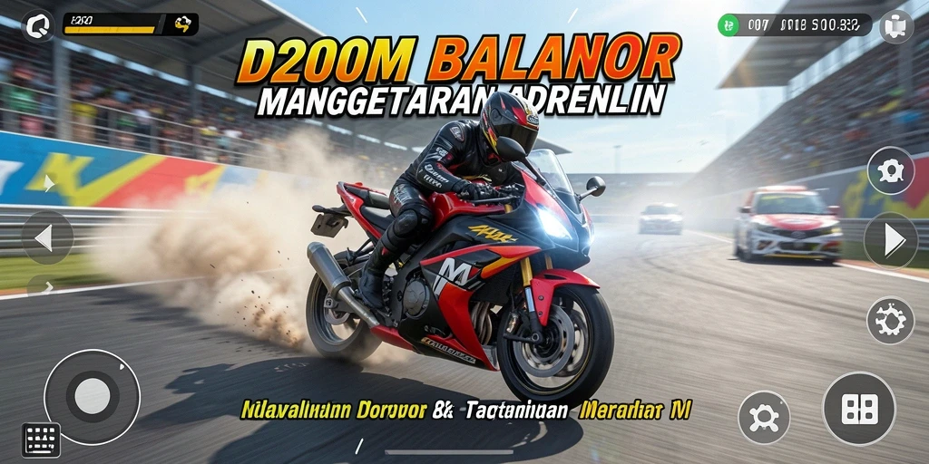Gameplay D200M yang menegangkan saat balapan motor.