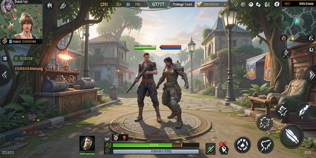 Screenshot utama GT777 menunjukkan aksi pertempuran yang mendebarkan dalam gameplay strategi.