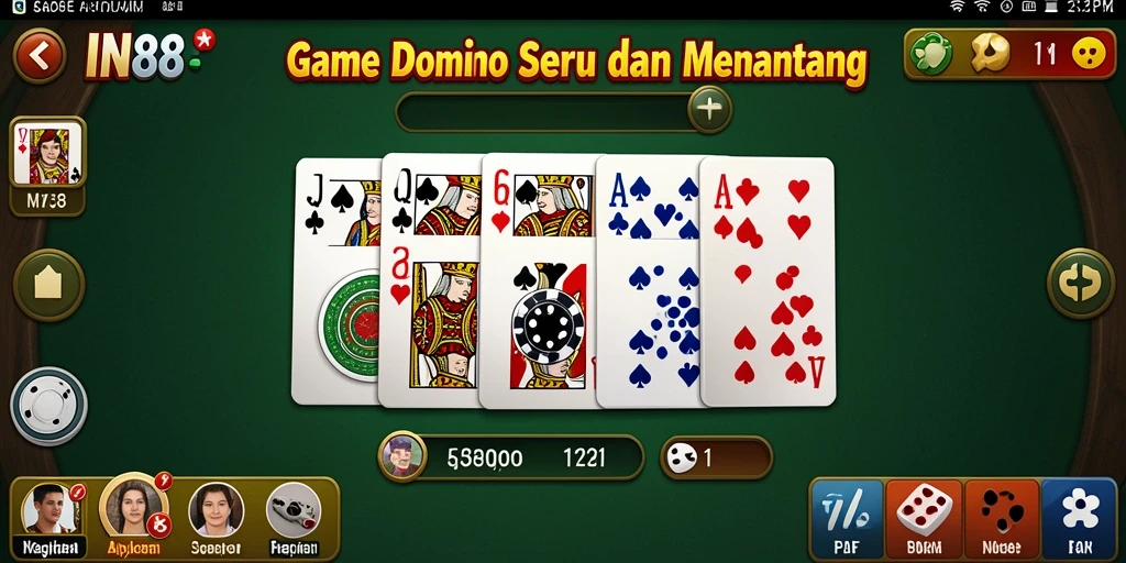 Screenshot permainan Domino IN88 yang menampilkan aksi seru dan menarik.