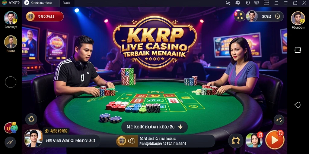 Screenshot KKRP menampilkan dealer cantik dan suasana kasino yang mengasyikkan.
