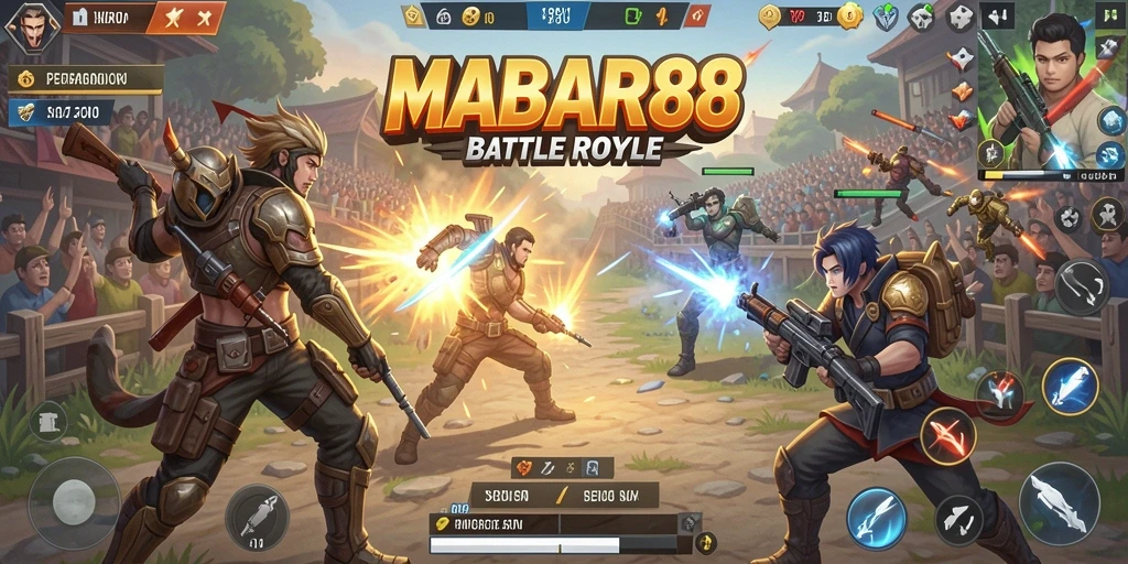 Screenshot gameplay MABAR88 yang menunjukkan pertarungan seru dalam Battle Royale.