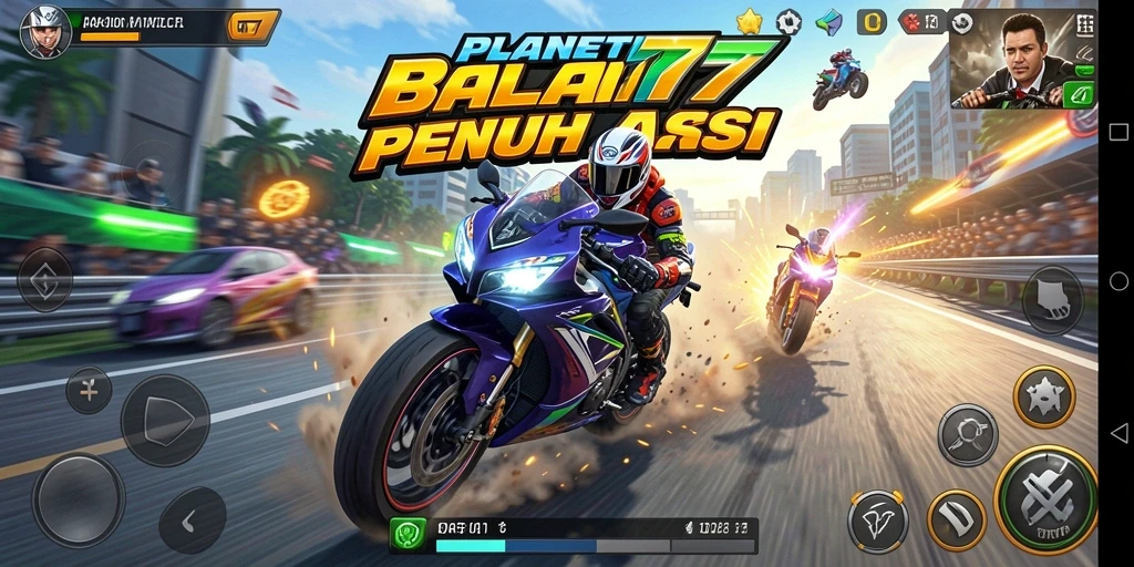 Gameplay seru dalam balapan motor yang menegangkan.