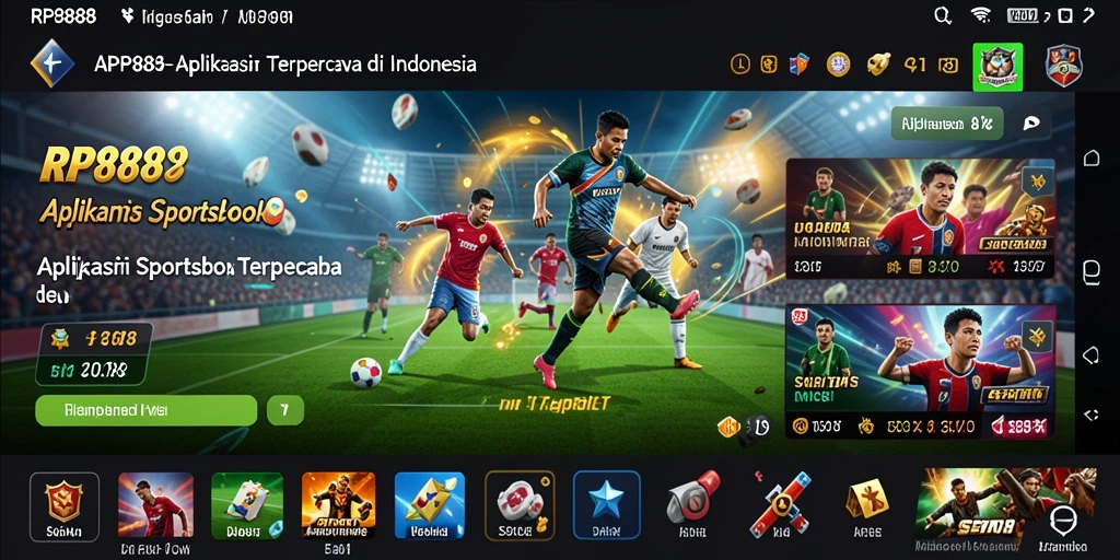 Tampilan screenshot RP888 yang menunjukkan momen taruhan olahraga.