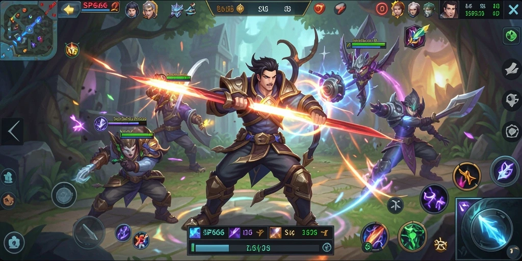 Tampilan gameplay menarik dari SP666 dengan pertarungan tim yang mendebarkan.